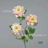 Flores de simulación flores artificiales decoración de sala de estar en casa arte floral realista de alta gama arreglo floral rosa deslumbrante colorido de 3 cabezas