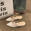 Novedad Primavera 2025 Estilo Perezoso Puntiagudos Tacón Grueso Planos Moda Versátil Remache Punta Sandalias de Hada para Usar por Fuera