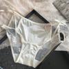 Calcinha Feminina Sexy de Renda Algodão Puro Forro Antibacteriano Respirável Cintura Baixa Sem Marcas Estilo Japonês Doce Calcinha com Laço