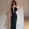 [Venus Negra] Sexy Adelgazante Espalda Descubierta Vestido Largo de Resort para Isla Traje de Baño Bikini Pieza Única Conjunto de Dos Piezas para Verano