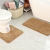 Tapete Antiderrapante para Banheiro Tapete de Chão para Vaso Sanitário em Forma de U Conjunto de Duas Peças Tapete Absorvente para Lavatório Cor Sólida Acolchoado Tapete de Porta para Banheiro