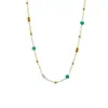 Collar de Acero Inoxidable con Piedras de Zirconia de Colores para Mujer, Tobillera de Moda Versátil, Pulsera Nueva de Acero de Titanio Estilo Ins, Oro de 18K