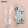 Cuerpo de cerradura ignífugo de estándar europeo personalizado con espaciado de agujeros de 85 mm, cuerpo de cerradura mecánico para puertas principales y puertas interiores, cuerpo de cerradura de acero inoxidable de embutir con doble palanca