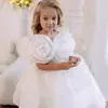 Vestido de Princesa Navideño Blanco Malla Floral Lentejuelas para Niñas Pequeñas Vestido de Un Año Envío Transfronterizo
