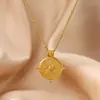 Collar Colgante Flor de Brújula Mariposa de Venta Caliente Transfronteriza Europea y Americana Acero Inoxidable Chapado en Oro de 18K Moda Joyería para Mujer