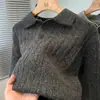 Suéter Clásico de Punto Trenzado con Cuello Polo para Hombre, Engrosado para Otoño e Invierno, Suéter de Punto Casual
