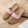 Pantuflas de Ratan y Hierba para el Hogar Verano Pantuflas de Lino para Interior Silenciosas Antideslizantes Estilo Japonés Pantuflas para Piso de Madera Transpirables Pantuflas Tejidas de Ratan