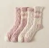 Calcetines Térmicos Gruesos de Coral para Mujer hasta la Pantorrilla, Calcetines Cálidos Resistentes al Frío Rayados del Noreste para Maternidad, Calcetines Gruesos de Polar para el Hogar