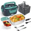 Caja de Almuerzo Calefactable de 1.5 Litros Seleccionada Cuidadosamente, Caja Bento Calefactable de Enchufe, Caja de Almuerzo de Acero Inoxidable 304, Caja de Almuerzo para Coche