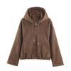 Otoño e Invierno 2025 Nueva Chaqueta con Capucha de Efecto Textura Gamuza Transfronteriza Europea y Americana para Mujer W021 82712