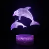 Luminária Noturna 3D Série Golfinho Exclusiva Transfronteiriça, Luminária de Mesa Colorida com Controle Remoto por Toque, Luminária Presente Criativa, Item Quente do Tiktok