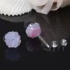 Brincos Artísticos de Resina Cor Rosa Claro Lua Branca Doce High-end Clipe de Orelha Moda Joia de Orelha Versátil
