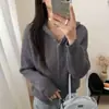 Design de Senso de Estilo Coreano Cardigã Suéter com Capuz de Malha Waffle para Mulheres Moda Outono Inverno Peça Versátil de Tricô Hoodie Roupa Externa Top