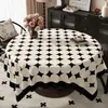 Toque de Luxo Leve e Sofisticado Tabuleiro de Xadrez Ponto Preto e Branco Pvc Impermeável e à Prova de Óleo Toalha de Mesa, Tecido Decorativo para Mesa de Jantar Resistente ao Calor