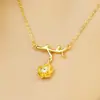 Accesorios transfronterizos: pendientes, anillos y collar de oro vietnamita en arena, conjunto de tres piezas, collar de flores de latón chapado en oro, joyería de oro de imitación.