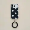 Fundo Preto com Bolinhas Grandes Adequado para iPhone 17 Pro Max, Capa Portátil 16/15 Pro Anti-Queda para iPhone 15/17