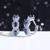 Pendientes de Diamante Azul Klein para Mujer, Modernos, Sencillos, de Alta Gama, Pendientes de Diamante de Colores, Pendientes de Circonita Azul Transfronterizos Europeos y Americanos