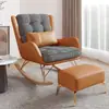 Sillón mecedor de lujo ligero y perezoso, reclinable de ocio para balcón estilo italiano, sofá con estampado de pata de gallo para sala de estar y dormitorio, mecedora para adultos