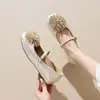 Zapatos de Verano Bajos de un Solo Color 2026 Fuegos Artificiales Pedrería Suela Suave Versátiles con Faldas Zapatos Mary Jane de Tacón Interno Elevador para Mujer