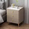 Mesa de Cabeceira de Madeira Maciça para Uso Doméstico, Armário de Cabeceira Minimalista Multifuncional Estilo Italiano, Armário de Armazenamento de Cabeceira Simples de Alta Qualidade