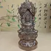 Adorno de Torre Sagrada de Tres Pisos Tallado en Madera de Águila Vietnamita Estatua de Buda de Madera Maciza Talla Artesanía Tradicional Decoración del Hogar Zen