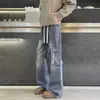 2026 Nuevos Jeans de Mezclilla de Trabajo de Calle para Hombre Otoño Marca de Moda Pantalones Lavados Micro-Campana