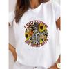 Camiseta de Talla Grande con Nuevo Patrón Geométrico Europeo y Americano Estampada Una Pieza Camiseta Base Casual con Letras Manga Corta para Mujer