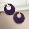 Pendientes trenzados de felpa y lana envuelta, redondos y coloridos, tejidos a mano, de alta gama, para mujer