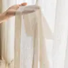 Cortinas de lino y visillos en color crema estilo madera natural para balcones, ventanales y salas de estar, cortinas de estilo francés translúcidas pero no transparentes
