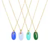 Colar com Pingente Oval Esmaltado Omaca Aço Inoxidável Ouro 18K Novo Colorido Retentor de Cor Joia da Moda para Mulheres