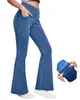 Jeans Acampanados para Mujer Nuevos Casuales de Cintura Alta Elásticos Control de Abdomen de Boca de Campana Moda Versátil Pantalones Casuales para Mujer