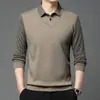 2026 Nuevo Estilo Camiseta Falsa de Dos Piezas Sudadera Delgada para Hombre Primavera y Otoño Manga Larga Polo de Alto Algodón Camiseta Base para Papá