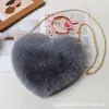 Bolsa Love Novo Estilo Dia dos Namorados Corrente Pelúcia Coração Bolsa em Formato de Coração Bolsa Transversal Feminina Coração de Pêssego Bolsa Pequena Feminina de Corrente