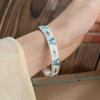 Pulseira de prata de lei 9999 cor esmalte pé de borboleta indústria pesada queima de prata coração de borboleta azul pé de sutra pulseira de prata pé de sutra coração azul queimado