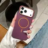 Adequado para Apple 16Promax Capa de Telefone Magnética de Cor Contrastante com Círculo Fino Iphone15Pro Skin-Feel com Queda de Óleo Capa Macia de TPU
