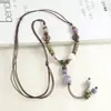 Collar de Cerámica Estilo Étnico Retro Joyería Diseño de Nicho Cadena para Clavícula Versátil Cadena Tejida para Suéter Lujo Ligero Sensación de Alta Gama