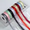 Cinta de Encaje de Malla con Borde Satinado Medio, Gasa Nieve con Flores, Cinta para Envolver Regalos, Lazo Hecho a Mano, Cinta Decorativa, Materiales para Floristería, Venta al Por Mayor