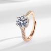 Anel de ouro 18K banhado a cobre de 2 quilates com estilo de luxo leve e venda ao vivo incrustado com zircônia granada, anel de celebridade da Internet personalizado para mulheres