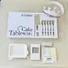 Juego de cubiertos de acero inoxidable para pastel caja de regalo suministros para fiesta de repostería juego de siete piezas de cubiertos y cucharas juego de vajilla de cumpleaños