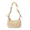 Bolsa Transversal Versátil Plissada Super Moderna de Moda de Nicho, Bolsa de Ombro Estilosa com Personalidade, Bolsa Estilo Dumpling Estilo Deserto