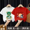 Camiseta de Verano de Algodón Puro Estilo Coreano de Moda para Niños de Manga Corta, Estampado de Bebé Niño, Nuevo Modelo 2026 Ropa de Verano para Niños