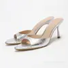 Sandalias de Tacón Alto de Punta Abierta y Punta Fina de Moda Veraniega Nueva, Exclusivas Transfronterizas Europeas y Americanas, Lujo Ligero, para Mujer