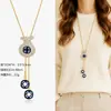 Cadena para Suéter de Collar Largo Geométrico, Accesorio de Lujo de Alta Gama, Versátil y de Moda, Colgante de Perla para Otoño e Invierno
