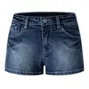 Nuevos shorts de mezclilla lavada negros y grises de estilo vintage para verano, de tiro bajo, ajustados a la cadera, línea A, que alargan las piernas, versátiles hot pants para mujer