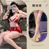 Lencería sexy para mujer, vestido de sirvienta de tres puntos con bragas de entrepierna abierta, uniforme de encaje y lazo