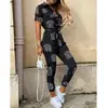 Ebay Verano Amazon 2026 Moda Casual de Mujer Europea y Americana Pantalones Largos con Solapa, Abotonados, Cinturón Estampado, Mono de Trabajo