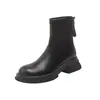 Botines marrones ajustados para mujer, nueva colección otoño/primavera 2024, botines Martin versátiles, estilo británico, botines elásticos, botines de suela gruesa