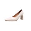 Básico Versátil Elegante Commuter Primeira Camada Pele de Ovelha 2025 Outono Grosso Salto Alto Bico Quadrado Pequeno Couro Genuíno Rasteirinha Sapatos de Trabalho para Mulheres