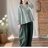 Roupas de Chá Primavera e Verão Cardigan Pequeno Top Curto Feminino Fivela Retrô Nova Camisa de Algodão Bordada Chinesa Hanfu Melhorado