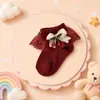 Calcetines Finos de Princesa Dulce para Niñas, Estilo Primavera Verano, con Lazos y Encaje, Transpirables, Cómodos, Lindos